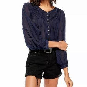 Free People Meadow Pheasant Textured Blouse